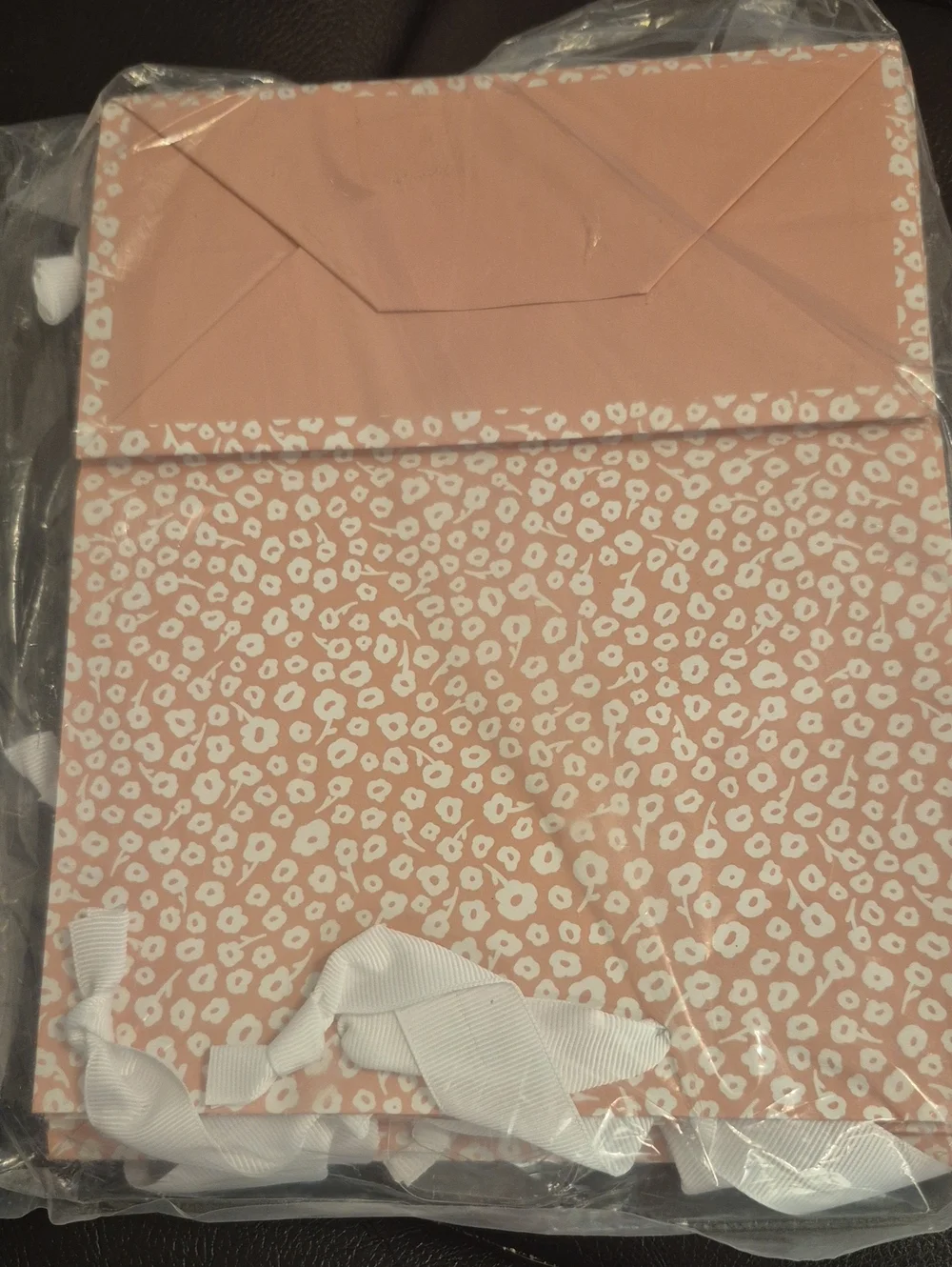 Sugar Paper Pink Floral Gift Bag with White Ribbon Set Of 4